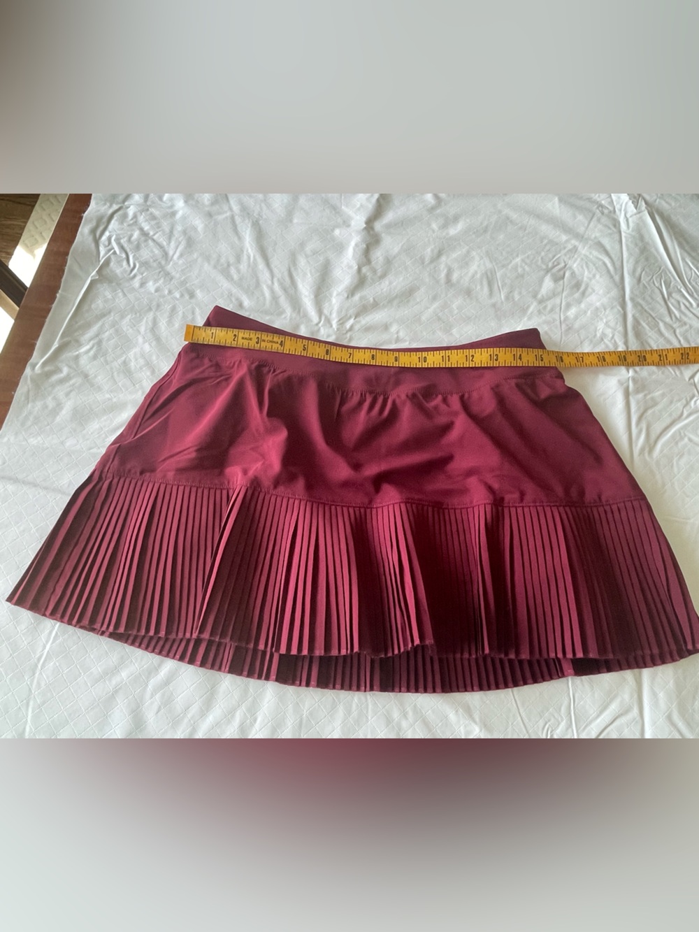 Pleated Wine Red Women's Skort